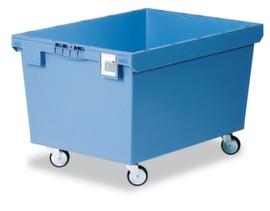Mobiler Rechteckbehälter mit Doppelboden, Inhalt 151 l, blau