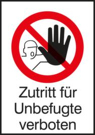 Verbotsschild Zutritt für Unbefugte verboten, Wandschild, Standard