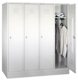 C+P Garderobenschrank Classic lichtgrau mit 4 Abteilen + Mitteltrennwand + Lüftungschlitze, Abteilbreite 400 mm