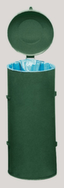 VAR Müllsackständer Kompakt 120 L rundum geschlossen mit Tür, für 120-Liter-Säcke, RAL6005 Moosgrün, Deckel RAL6005 Moosgrün