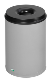 VAR Papierkorb mit Löschkopf, 50 l, rotaxsilber, Kopfteil schwarz