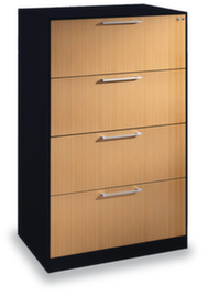 C+P Hängeregistraturschrank mit Bügelgriffen, 4 Auszüge, RAL7021 Schwarzgrau/Buche