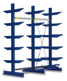 Kragarmregal in mittelschwerer Bauart, beidseitig, Höhe 2500 mm, 6 Ebenen