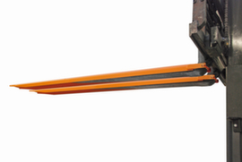 Bauer Gabelverlängerung mit offener Unterseite, RAL2000 Gelborange, für Zinkenquerschnitt Höhe x Breite 40 x 100 mm