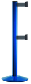 Personenleitsystem CLASSIC DOUBLE mit 2 Gurtbändern und Pfosten, Gurtlänge 2,3 m, Pfosten blau