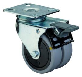 BS-ROLLEN Doppellenkrolle, Traglast 80 kg, Gummi-Bereifung