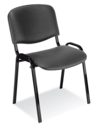 Nowy Styl 12-fach stapelbarer Besucherstuhl ISO mit Polstern, Sitz Kunstleder (65% Polyester / 35% Baumwolle), schwarz