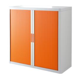 Paperflow Querrollladenschrank easyOffice®, 2 Ordnerhöhen, weiß/orange