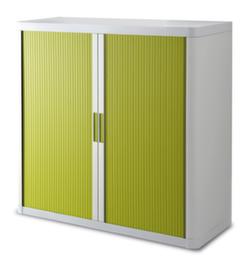 Paperflow Querrollladenschrank easyOffice®, 2 Ordnerhöhen, weiß/grün