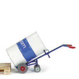 Rollcart Fasskarre mit Stützrädern, Traglast 250 kg, Vollgummi-Bereifung