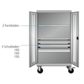 Thurmetall Mobiler Flügeltürenschrank, 3 Schublade(n)