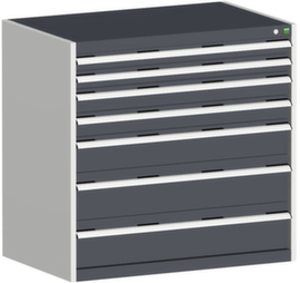 bott Schubladenschrank cubio Grundfläche 1050x650 mm, 7 Schublade(n), RAL7035 Lichtgrau/RAL7016 Anthrazitgrau