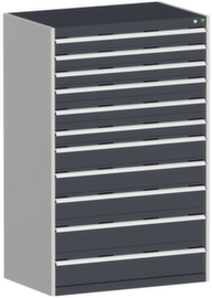 bott Schubladenschrank cubio Grundfläche 1050x650 mm, 11 Schublade(n), RAL7035 Lichtgrau/RAL7016 Anthrazitgrau
