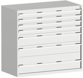 bott Schubladenschrank cubio Grundfläche 1300x650 mm, 7 Schublade(n), RAL7035 Lichtgrau/RAL7035 Lichtgrau
