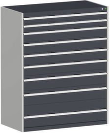 bott Schubladenschrank cubio Grundfläche 1300x650 mm, 9 Schublade(n), RAL7035 Lichtgrau/RAL7016 Anthrazitgrau