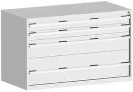 bott Schubladenschrank cubio Grundfläche 1300x650 mm, 4 Schublade(n), RAL7035 Lichtgrau/RAL7035 Lichtgrau