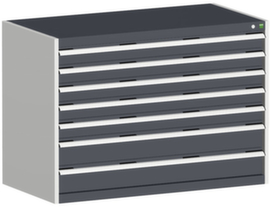 bott Schubladenschrank cubio Grundfläche 1300x650 mm, 7 Schublade(n), RAL7035 Lichtgrau/RAL7016 Anthrazitgrau