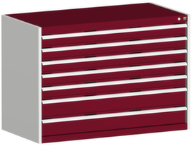 bott Schubladenschrank cubio Grundfläche 1300x650 mm, 7 Schublade(n), RAL7035 Lichtgrau/RAL3004 Purpurrot