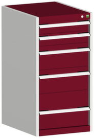 bott Schubladenschrank cubio Grundfläche 525x650 mm, 5 Schublade(n), RAL7035 Lichtgrau/RAL3004 Purpurrot