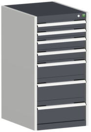 bott Schubladenschrank cubio Grundfläche 525x525 mm, 7 Schublade(n), RAL7035 Lichtgrau/RAL7016 Anthrazitgrau