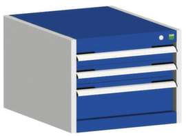 bott Schubladenschrank cubio Grundfläche 525x650 mm, 3 Schublade(n), RAL7035 Lichtgrau/RAL5010 Enzianblau