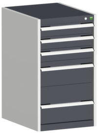 bott Schubladenschrank cubio Grundfläche 525x525 mm, 5 Schublade(n), RAL7035 Lichtgrau/RAL7016 Anthrazitgrau
