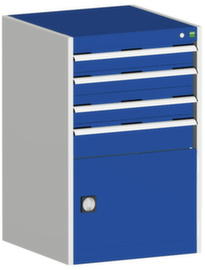 bott Schubladenschrank cubio mit Grundfläche 650x650 mm, 4 Schublade(n), RAL7035 Lichtgrau/RAL5010 Enzianblau