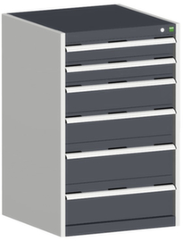 bott Schubladenschrank cubio mit Grundfläche 650x650 mm, 6 Schublade(n), RAL7035 Lichtgrau/RAL7016 Anthrazitgrau