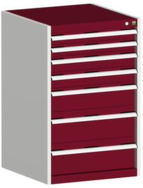 bott Schubladenschrank cubio mit Grundfläche 650x650 mm, 7 Schublade(n), RAL7035 Lichtgrau/RAL3004 Purpurrot