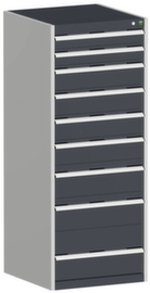 bott Schubladenschrank cubio mit Grundfläche 650x650 mm, 9 Schublade(n), RAL7035 Lichtgrau/RAL7016 Anthrazitgrau