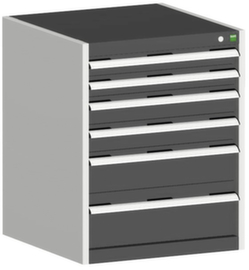 bott Schubladenschrank cubio Grundfläche 650x525 mm, 6 Schublade(n), RAL7035 Lichtgrau/RAL7016 Anthrazitgrau