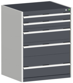 bott Schubladenschrank cubio Grundfläche 800x750 mm, 4 Schublade(n), RAL7035 Lichtgrau/RAL7016 Anthrazitgrau