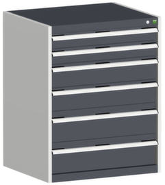 bott Schubladenschrank cubio Grundfläche 800x525 mm, 6 Schublade(n), RAL7035 Lichtgrau/RAL7016 Anthrazitgrau