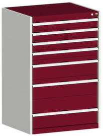 bott Schubladenschrank cubio Grundfläche 800x650 mm, 7 Schublade(n), RAL7035 Lichtgrau/RAL3004 Purpurrot