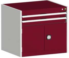 bott Schubladenschrank cubio Grundfläche 800x650 mm, 2 Schublade(n), RAL7035 Lichtgrau/RAL3004 Purpurrot