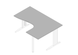 Quadrifoglio Winkel-Schreibtisch Practika, C-Fußgestell, Breite 1600 mm, grau/weiß