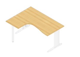 Quadrifoglio Winkel-Schreibtisch Practika, C-Fußgestell, Breite 1600 mm, Buche/weiß