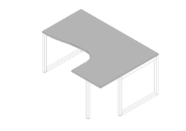 Quadrifoglio Winkel-Schreibtisch Practika, Kufengestell, Breite 1600 mm, grau/weiß