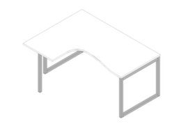 Quadrifoglio Winkel-Schreibtisch Practika, Kufengestell, Breite 1600 mm, weiß/alu
