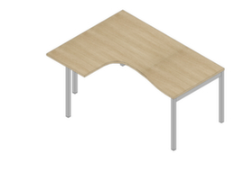 Quadrifoglio Winkel-Schreibtisch Practika, 4-Fußgestell, Breite 1600 mm, Eiche/alu