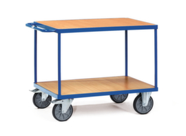 fetra Schwerer Tischwagen Holzböden mit Rand 1000x700 mm, Traglast 600 kg, 2 Etagen