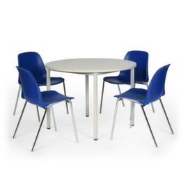 Tisch-Stuhl-Kombination mit 4 Kunststoffstühlen, Dekor blau/hellgrau