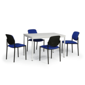 Tisch-Stuhl-Kombination mit 4 stapelbaren Polsterstühlen