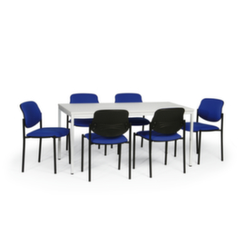 Tisch-Stuhl-Kombination mit 6 Polsterstühlen, Dekor blau/lichtgrau