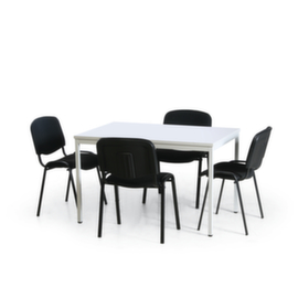 Tisch-Stuhl-Kombination mit 4 schwarzen Polsterstühlen