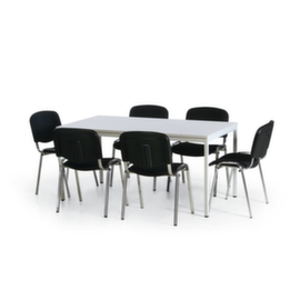 Tisch-Stuhl-Kombination mit 6 schwarzen Polsterstühlen