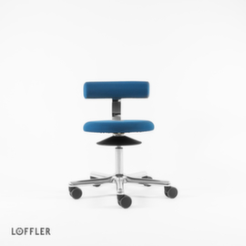 Löffler Hocker Aogo, Sitz blau, Rollen