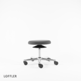 Löffler Drehhocker Ergo mit Sitzhöhenverstellung, Sitz grau, Rollen
