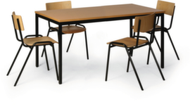 Tisch-Stuhl-Kombination mit 4 Holzstühlen und eckigem Tisch