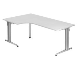 Winkel-Schreibtisch Up and Down mit C-Fußgestell, Breite x Tiefe 2000 x 1200 mm, Platte weiß